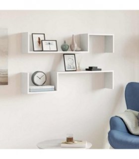 vidaXL Wall Shelf 2 pcs White 100x15x20 cm Engineered Wood