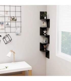 vidaXL Wall Corner Shelf | Black | Engineered wood | 20 x 20 x 127.5 cm