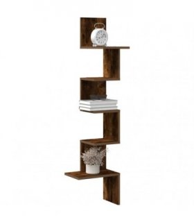 vidaXL Wall Corner Shelf Smoked Oak 32x32x127,5 cm Engineered Wood — Size: 32 x 32 x 127.5 cm