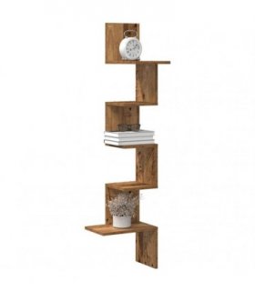vidaXL Wall Corner Shelf Old Wood 32x32x127,5 cm Engineered Wood — Size: 32 x 32 x 127.5 cm