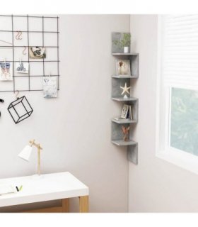 vidaXL Wall Corner Shelf Concrete Grey 20x20x127.5 cm Engineered Wood — Size: 20 x 20 x 127.5 cm