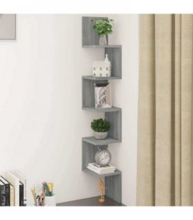 vidaXL Wall Corner Shelf Grey Sonoma 20x20x127.5 cm Engineered Wood — Size: 20 x 20 x 127.5 cm