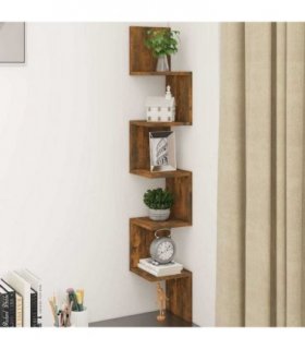 vidaXL Wall Corner Shelf Smoked Oak 20x20x127.5 cm Engineered Wood — Size: 20 x 20 x 127.5 cm
