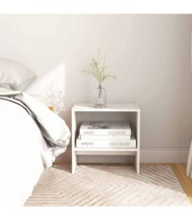 vidaXL Bedside Cabinet White 40x30.5x40 cm Solid Pinewood
