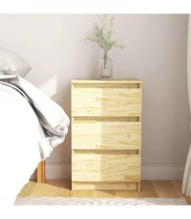 vidaXL Bedside Cabinet 40x29.5x64 cm Solid Pine Wood — Colour: natural