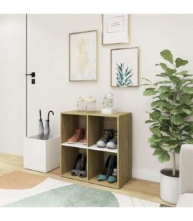 vidaXL Hall Shoe Cabinet White and Sonoma Oak 105x35.5x70 cm Engineered Wood