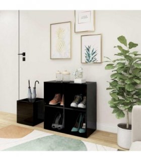 vidaXL Hall Shoe Cabinet High Gloss Black 105x35.5x70 cm Engineered Wood