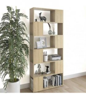 vidaXL Book Cabinet Room Divider Sonoma Oak 80x24x186 cm Engineered Wood — Size: 80 x 24 x 186 cm