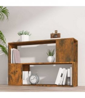 vidaXL Book Cabinet Smoked Oak 100x24x63 cm Engineered Wood — Size: 100 x 24 x 63 cm