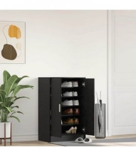 vidaXL Shoe Cabinet Black Oak 60x35x92 cm Engineered Wood — Size: 60 x 35 x 92 cm, Model: shoe cabinet with door