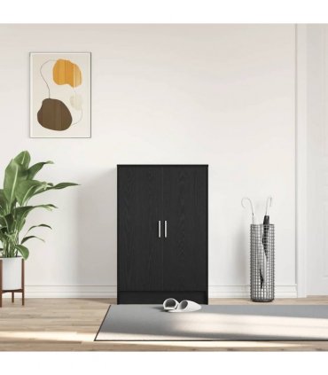 vidaXL Shoe Cabinet Black Oak 60x35x92 cm Engineered Wood — Size: 60 x 35 x 92 cm, Model: shoe cabinet with door