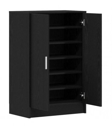 vidaXL Shoe Cabinet Black Oak 60x35x92 cm Engineered Wood — Size: 60 x 35 x 92 cm, Model: shoe cabinet with door