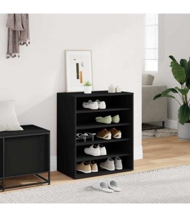vidaXL Shoe Cabinet Black 60x35x70 cm Engineered Wood — Size: 60 x 35 x 70 cm, Model: shoe cabinet without door