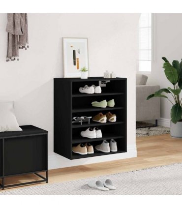 vidaXL Shoe Cabinet Black 60x35x70 cm Engineered Wood — Size: 60 x 35 x 70 cm, Model: shoe cabinet without door