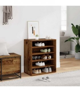 vidaXL Shoe Cabinet Old Wood 60x35x70 cm Engineered Wood — Size: 60 x 35 x 70 cm, Model: shoe cabinet without door