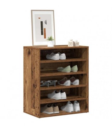 vidaXL Shoe Cabinet Old Wood 60x35x70 cm Engineered Wood — Size: 60 x 35 x 70 cm, Model: shoe cabinet without door