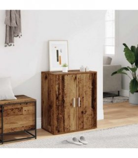 vidaXL Shoe Cabinet Old Wood 60x35x70 cm Engineered Wood — Size: 60 x 35 x 70 cm, Model: shoe cabinet with door