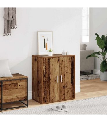 vidaXL Shoe Cabinet Old Wood 60x35x70 cm Engineered Wood — Size: 60 x 35 x 70 cm, Model: shoe cabinet with door