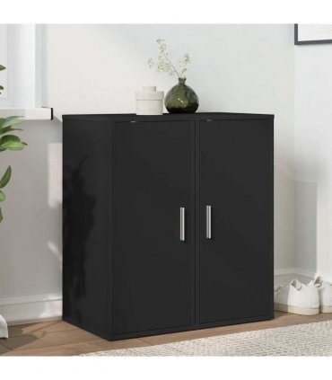 vidaXL Shoe Cabinets 2 pcs Black 32x35x70 cm Engineered Wood — Size: 32 x 35 x 70 cm, Model: 2x shoe cabinet with door