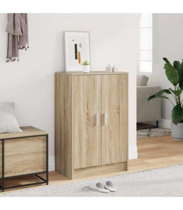 vidaXL Shoe Cabinet Sonoma Oak 60x35x92 cm Engineered Wood — Size: 60 x 35 x 92 cm, Model: shoe cabinet with door