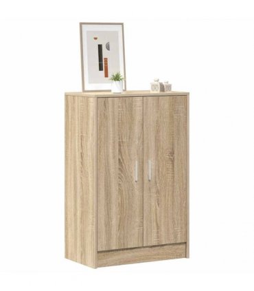 vidaXL Shoe Cabinet Sonoma Oak 60x35x92 cm Engineered Wood — Size: 60 x 35 x 92 cm, Model: shoe cabinet with door
