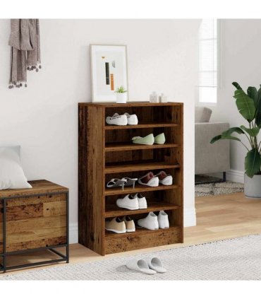 vidaXL Shoe Cabinet Old Wood 60x35x92 cm Engineered Wood — Size: 60 x 35 x 92 cm, Model: shoe cabinet without door