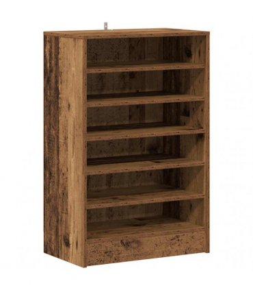 vidaXL Shoe Cabinet Old Wood 60x35x92 cm Engineered Wood — Size: 60 x 35 x 92 cm, Model: shoe cabinet without door