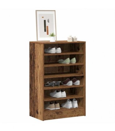 vidaXL Shoe Cabinet Old Wood 60x35x92 cm Engineered Wood — Size: 60 x 35 x 92 cm, Model: shoe cabinet without door