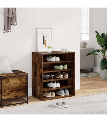 vidaXL Shoe Cabinet Smoked Oak 60x35x70 cm Engineered Wood — Size: 60 x 35 x 70 cm, Model: shoe cabinet without door