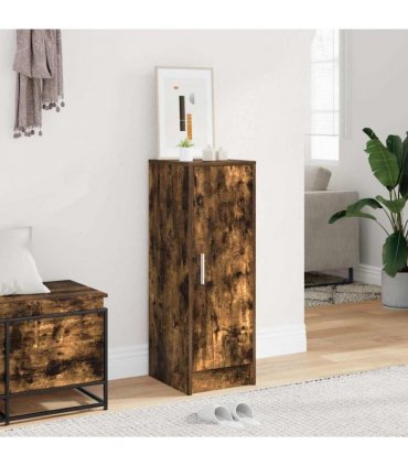 vidaXL Shoe Cabinet Smoked Oak 32x35x92 cm Engineered Wood — Size: 32 x 35 x 92 cm, Model: shoe cabinet with door