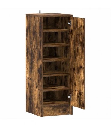 vidaXL Shoe Cabinet Smoked Oak 32x35x92 cm Engineered Wood — Size: 32 x 35 x 92 cm, Model: shoe cabinet with door