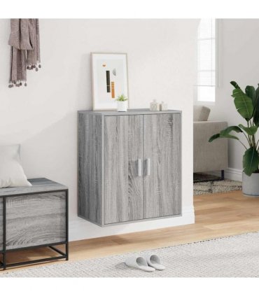 vidaXL Shoe Cabinet Grey Sonoma 60x35x70 cm Engineered Wood — Size: 60 x 35 x 70 cm, Model: shoe cabinet with door