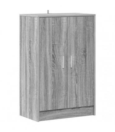 vidaXL Shoe Cabinet Grey Sonoma 60x35x92 cm Engineered Wood — Size: 60 x 35 x 92 cm, Model: shoe cabinet with door