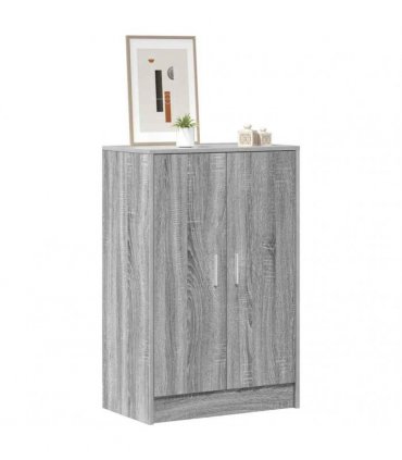 vidaXL Shoe Cabinet Grey Sonoma 60x35x92 cm Engineered Wood — Size: 60 x 35 x 92 cm, Model: shoe cabinet with door
