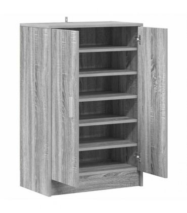 vidaXL Shoe Cabinet Grey Sonoma 60x35x92 cm Engineered Wood — Size: 60 x 35 x 92 cm, Model: shoe cabinet with door