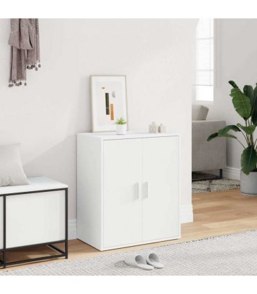 vidaXL Shoe Cabinet White 60x35x70 cm Engineered Wood — Size: 60 x 35 x 70 cm, Model: shoe cabinet with door