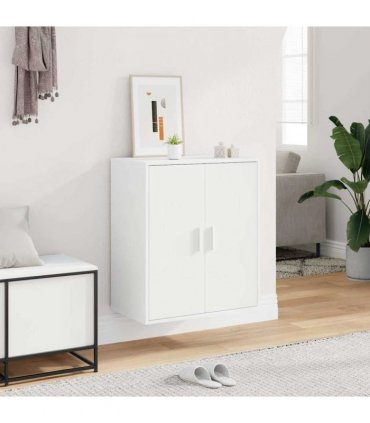 vidaXL Shoe Cabinet White 60x35x70 cm Engineered Wood — Size: 60 x 35 x 70 cm, Model: shoe cabinet with door