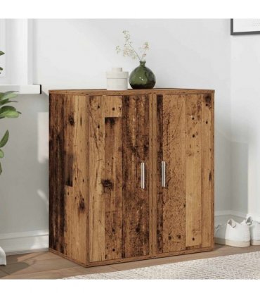 vidaXL Shoe Cabinets 2 pcs Old Wood 32x35x70 cm Engineered Wood — Size: 32 x 35 x 70 cm, Model: 2x shoe cabinet with door