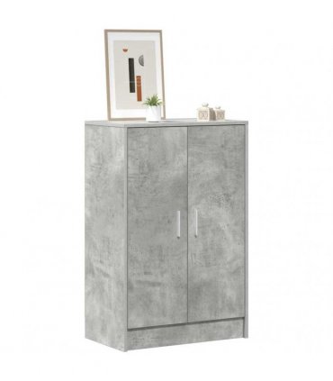 vidaXL Shoe Cabinet Concrete Grey 60x35x92 cm Engineered Wood — Size: 60 x 35 x 92 cm, Model: shoe cabinet with door