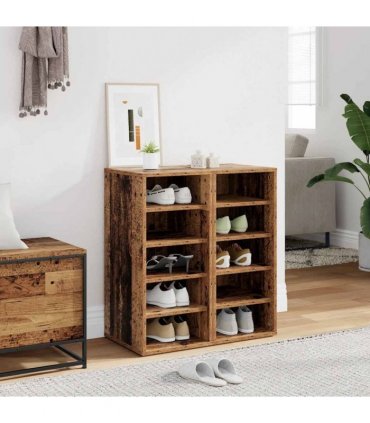 vidaXL Shoe Cabinets 2 pcs Old Wood 32x35x70 cm Engineered Wood — Size: 32 x 35 x 70 cm, Model: 2x shoe cabinet without door