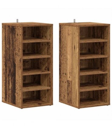 vidaXL Shoe Cabinets 2 pcs Old Wood 32x35x70 cm Engineered Wood — Size: 32 x 35 x 70 cm, Model: 2x shoe cabinet without door