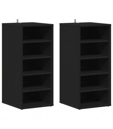 vidaXL Shoe Cabinets 2 pcs Black 31.5x35x70 cm Engineered Wood — Size: 31.5 x 35 x 70 cm, Model: 2x shoe cabinet without door