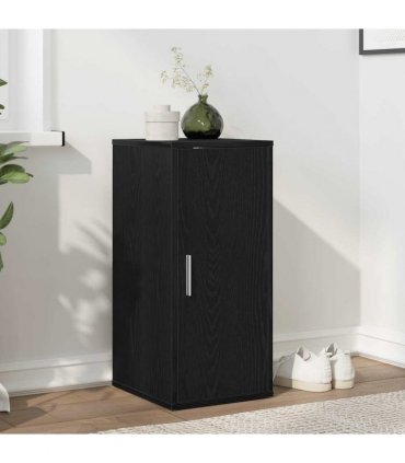 vidaXL Shoe Cabinet Black Oak 32x35x70 cm Engineered Wood — Size: 32 x 35 x 70 cm, Model: shoe cabinet with door