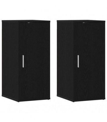 vidaXL Shoe Cabinets 2 pcs Black Oak 32x35x70 cm Engineered Wood — Size: 32 x 35 x 70 cm, Model: 2x shoe cabinet with door
