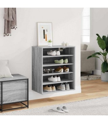 vidaXL Shoe Cabinet Grey Sonoma 60x35x70 cm Engineered Wood — Size: 60 x 35 x 70 cm, Model: shoe cabinet without door