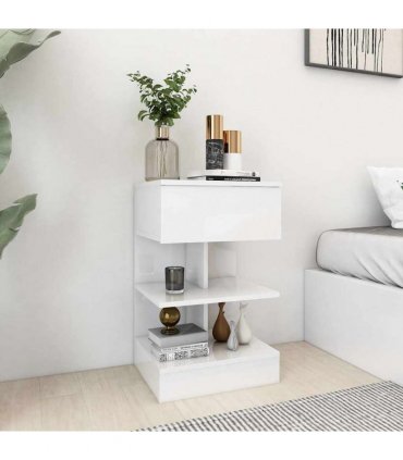 vidaXL Bedside Cabinets 2 pcs High Gloss White 40x35x65 cm