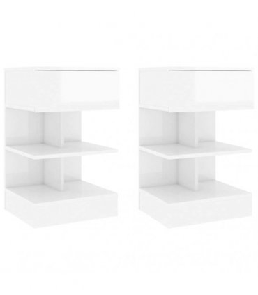 vidaXL Bedside Cabinets 2 pcs High Gloss White 40x35x65 cm