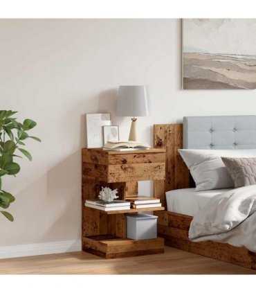 vidaXL Bedside Cabinet Old Wood 40x35x65 cm Engineered Wood