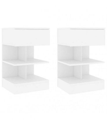 vidaXL Bedside Cabinets 2 pcs White 40x35x65 cm Engineered Wood