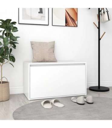 vidaXL Bench | White | Engineered Wood | 80x40x45 cm | Bench | Rectangular